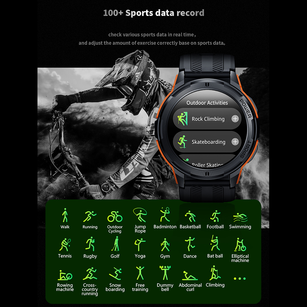 SKMEI C25 410mAh AMOLED Smartwatch 1.43 inch 1ATM Waterproof Heart Rate  Monitor Pedometer Bluetooth